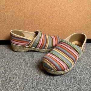 Dansko Vegan Woven Striped Colorful Comfort Espadrille Style Clogs EU 39 US 8.5